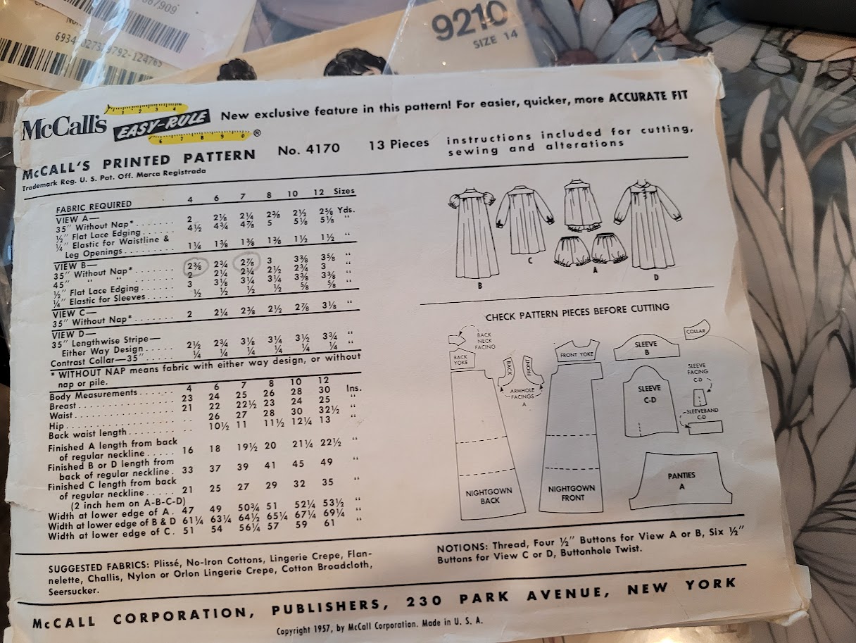 Timeless Vintage Patterns McCall's #4170 Girls Nightgown in Two Lengths