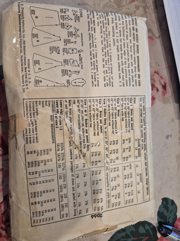 Simplicity Pattern # 2066 Size 14 Bust 34