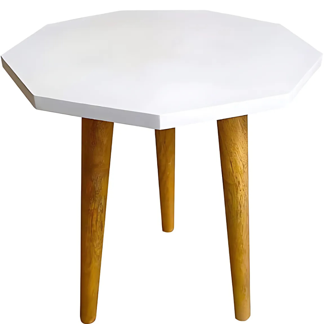 White Octagonal Side Table 