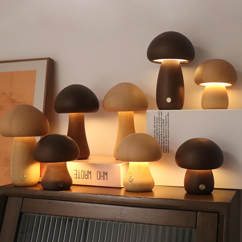 Wooden Mushroom Lamps
