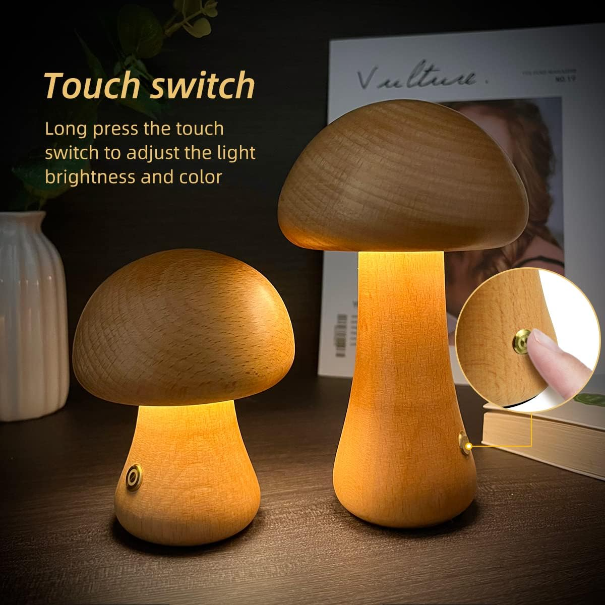 Wooden Mushroom Lamps