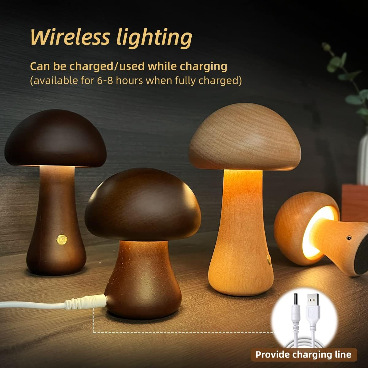 Wooden Mushroom Lamps
