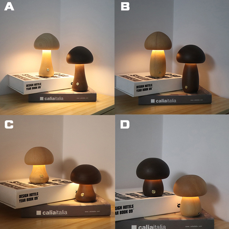 Wooden Mushroom Lamps