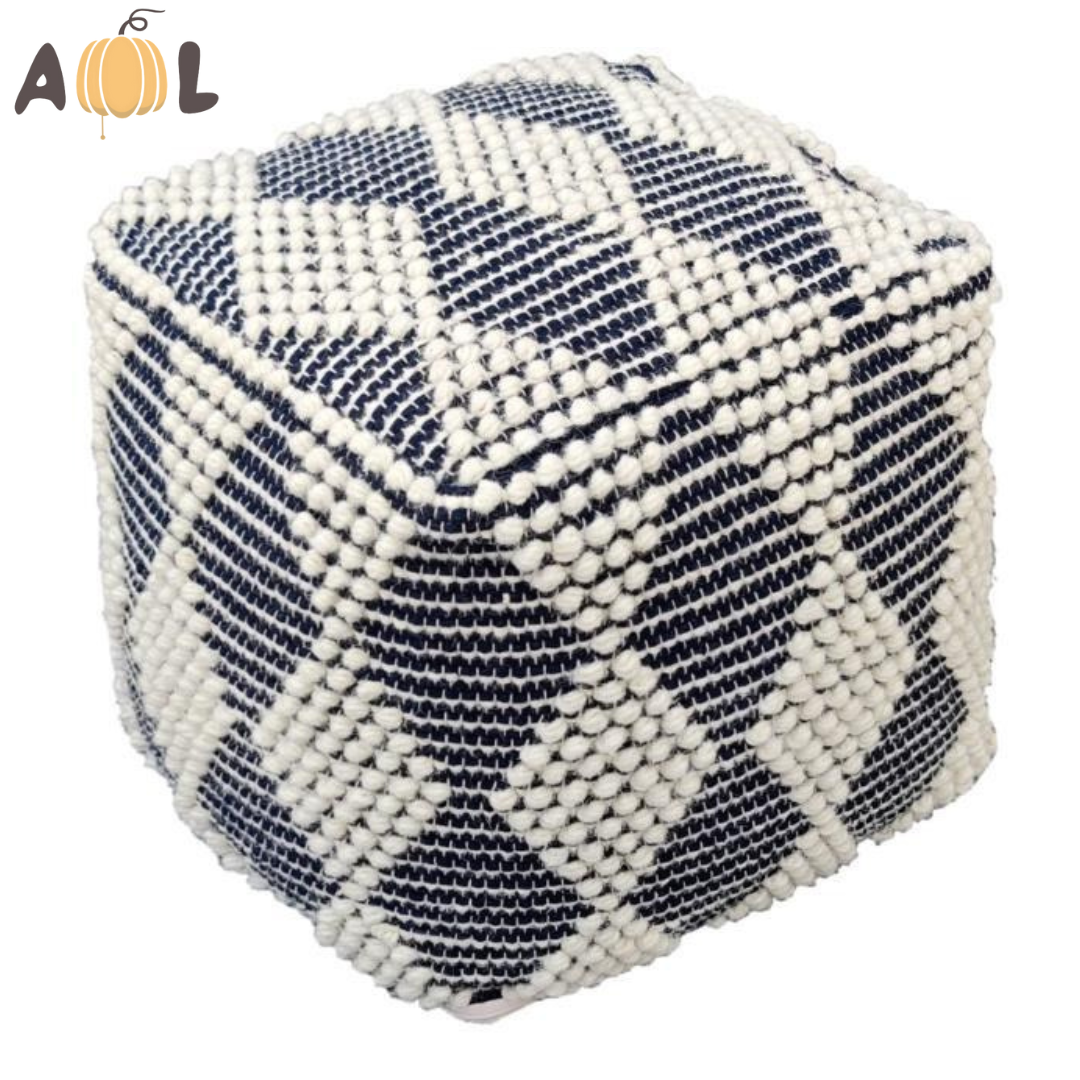 Handwoven Geometric Pouf