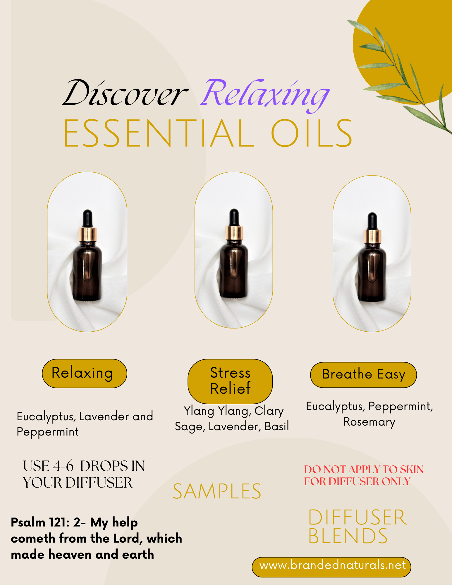 3 pk Essential Oil Blend Samples
