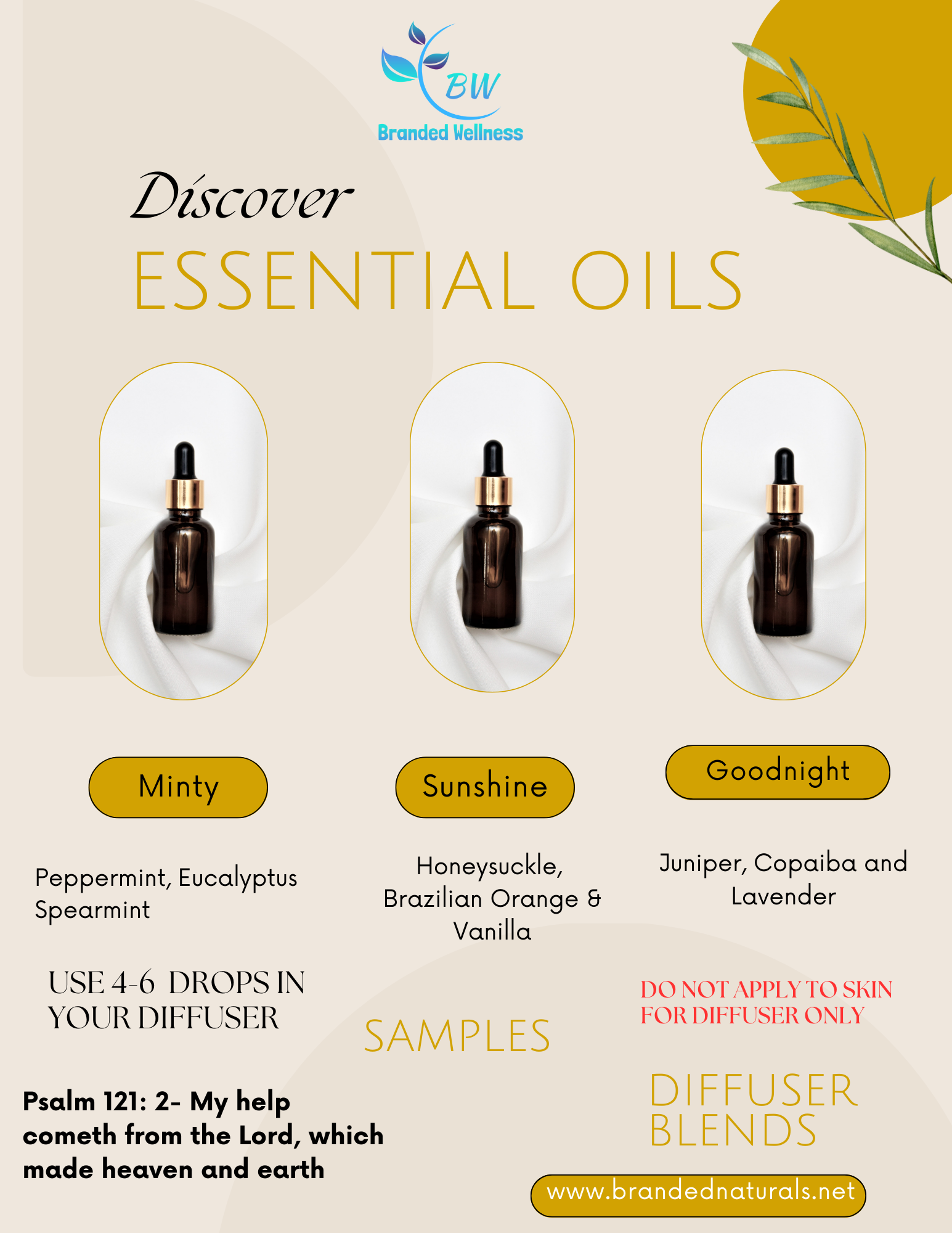 3 pk Essential Oil Blend Samples