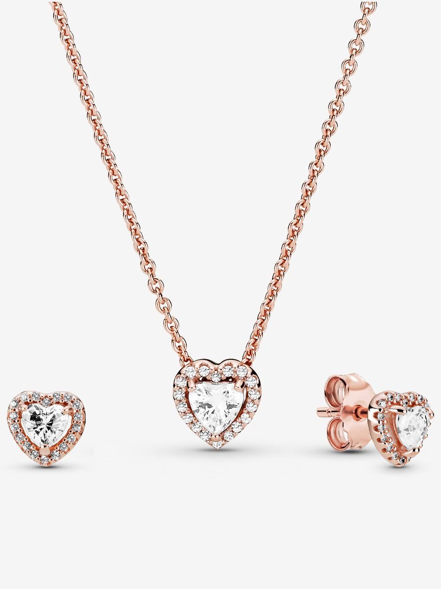 14k Rose Gold Plated Elevated Hearts Giftset