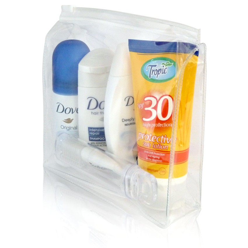 Clear PVC Zipper Lock Travel Toiletry Set Bag