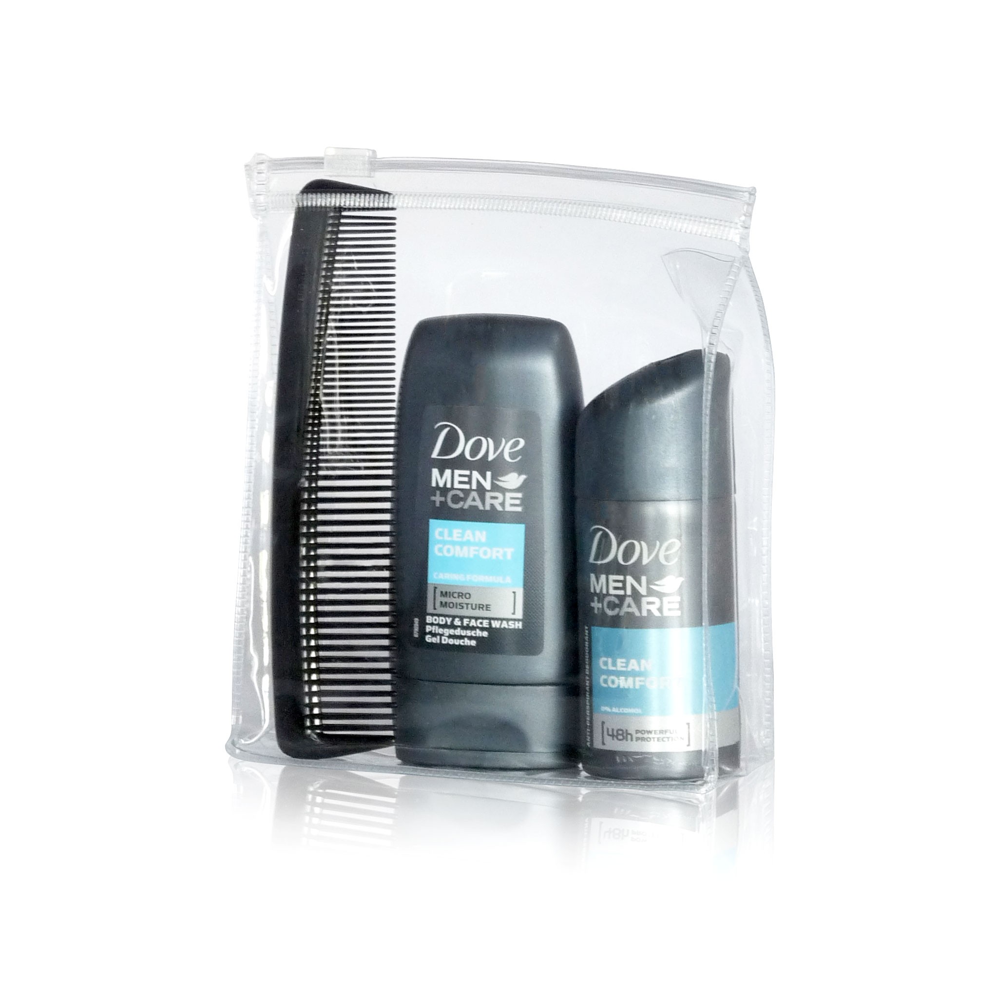 Clear Zip lock Bag for Dove Men+Care Hygiene Kit
