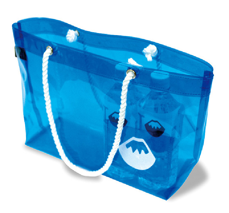 Transparent blue beach tote bag
