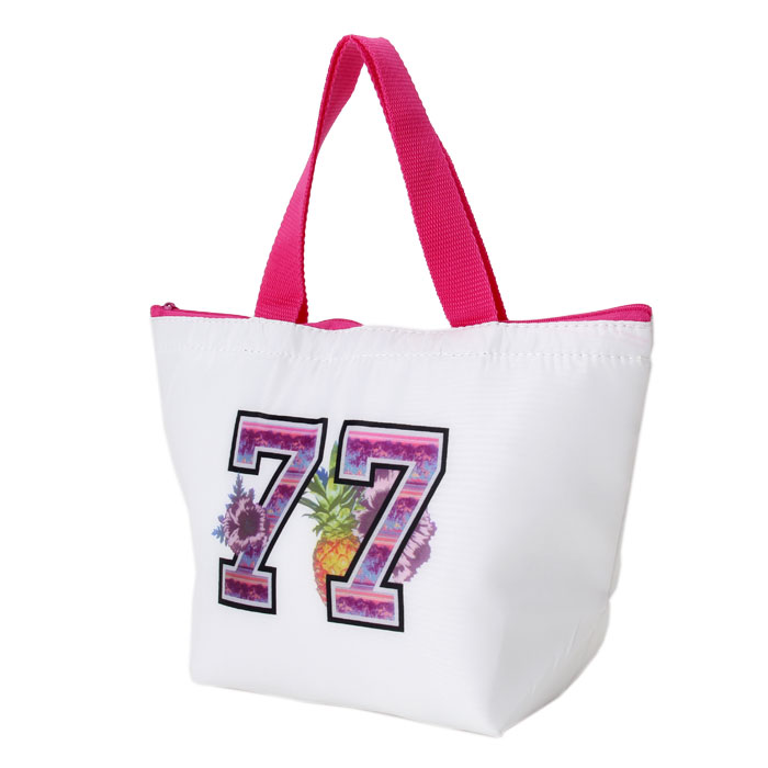 Floral Number Tote Bag Thermal Lunch Bag with Zipper Closure