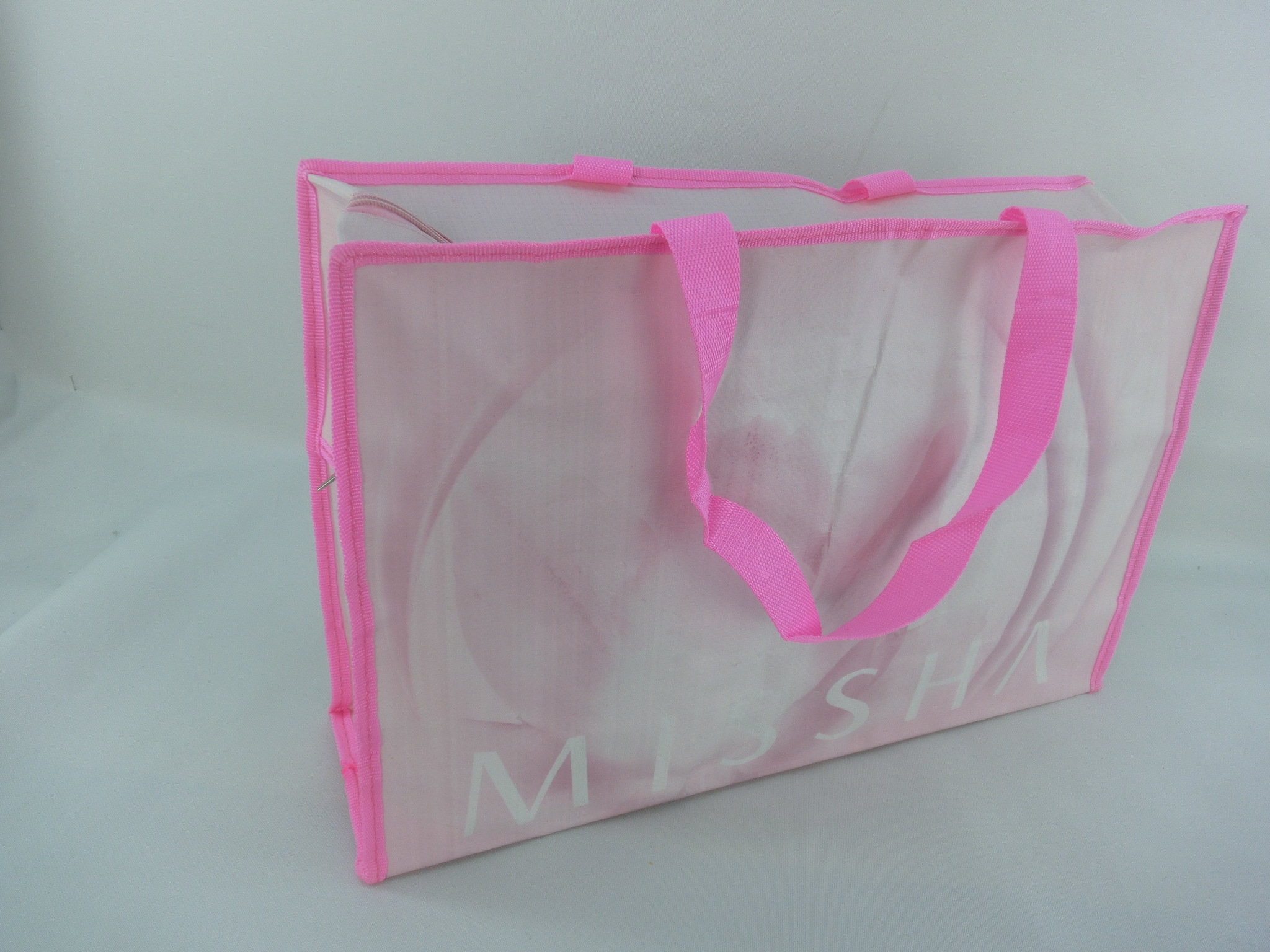Waterproof and Dustproof Pink Zipper Tote Bag Travel Bag Storage Bag