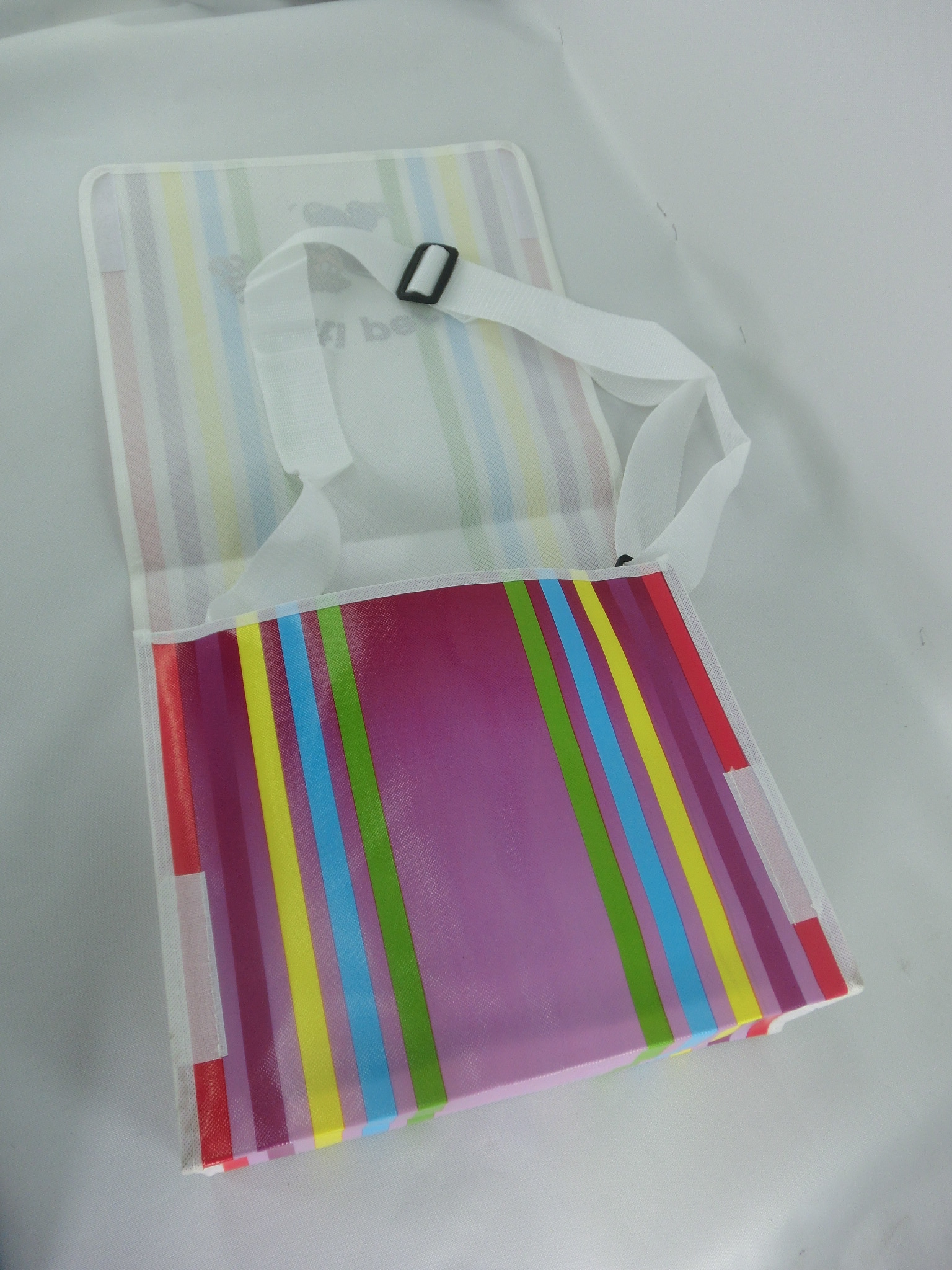 Colorful Striped Shoulder Bag Made of Non Woven Fabric With Film Lamination