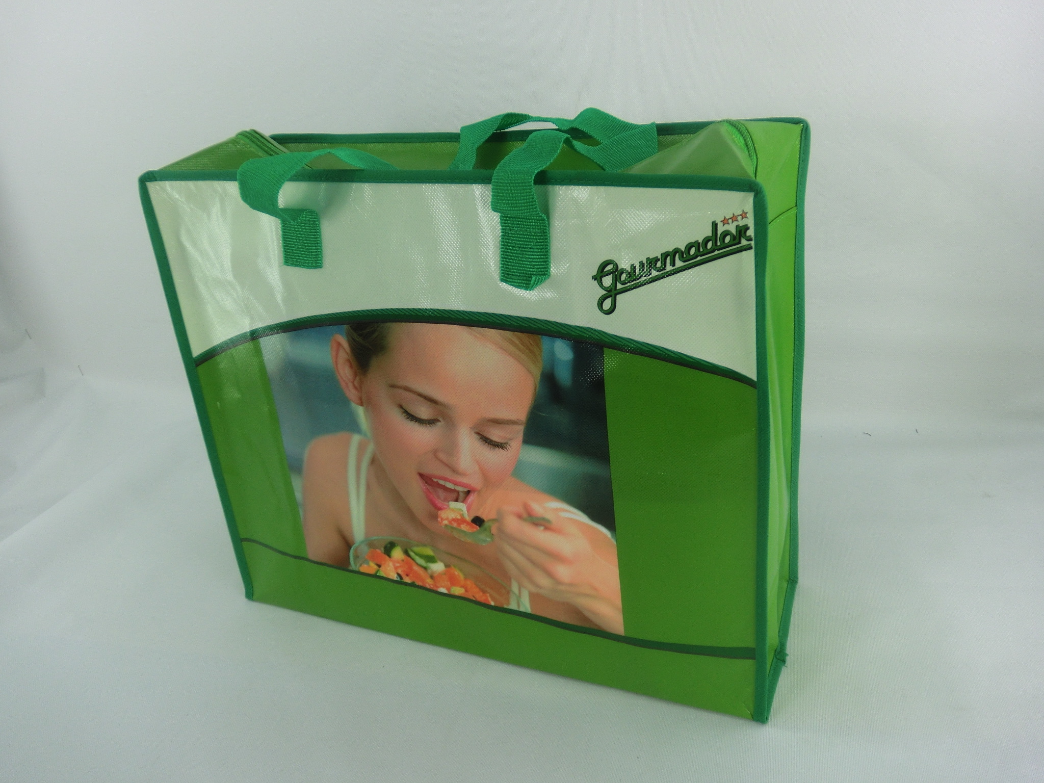 Cheap Green Large Zippered Travel Bag Storage Bag Non Woven Shopping Bag