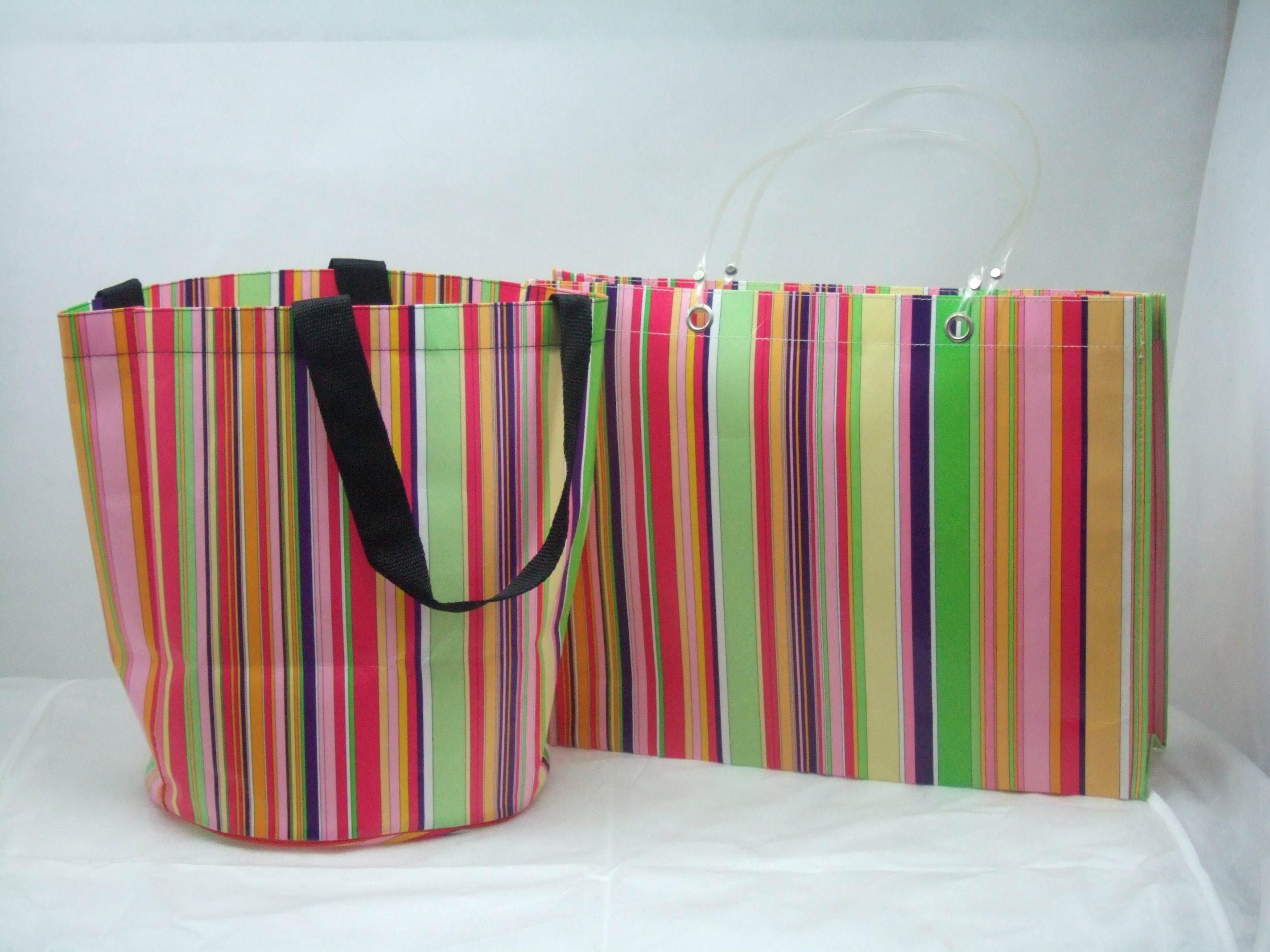 Colorful Striped Non Woven Tote Shopping Bags