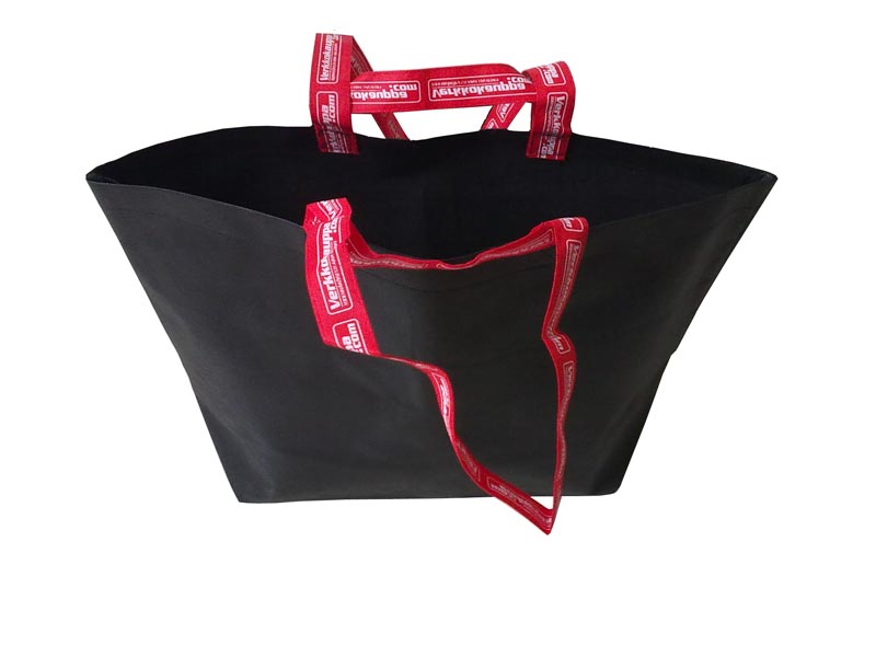 Non Woven Boat Style Black Tote Bag Weight Load 10kgs