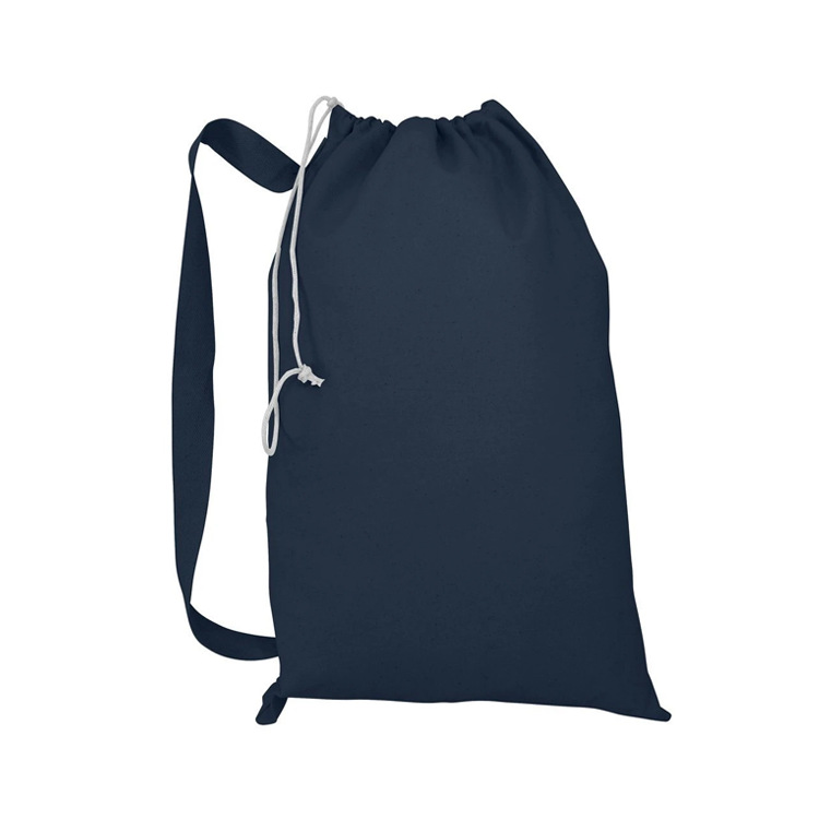 Navy Blue Polyester Drawstring Backpack Bags