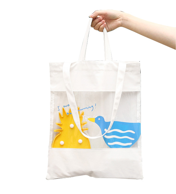 Canvas Cotton Tote Bag With Clear Window