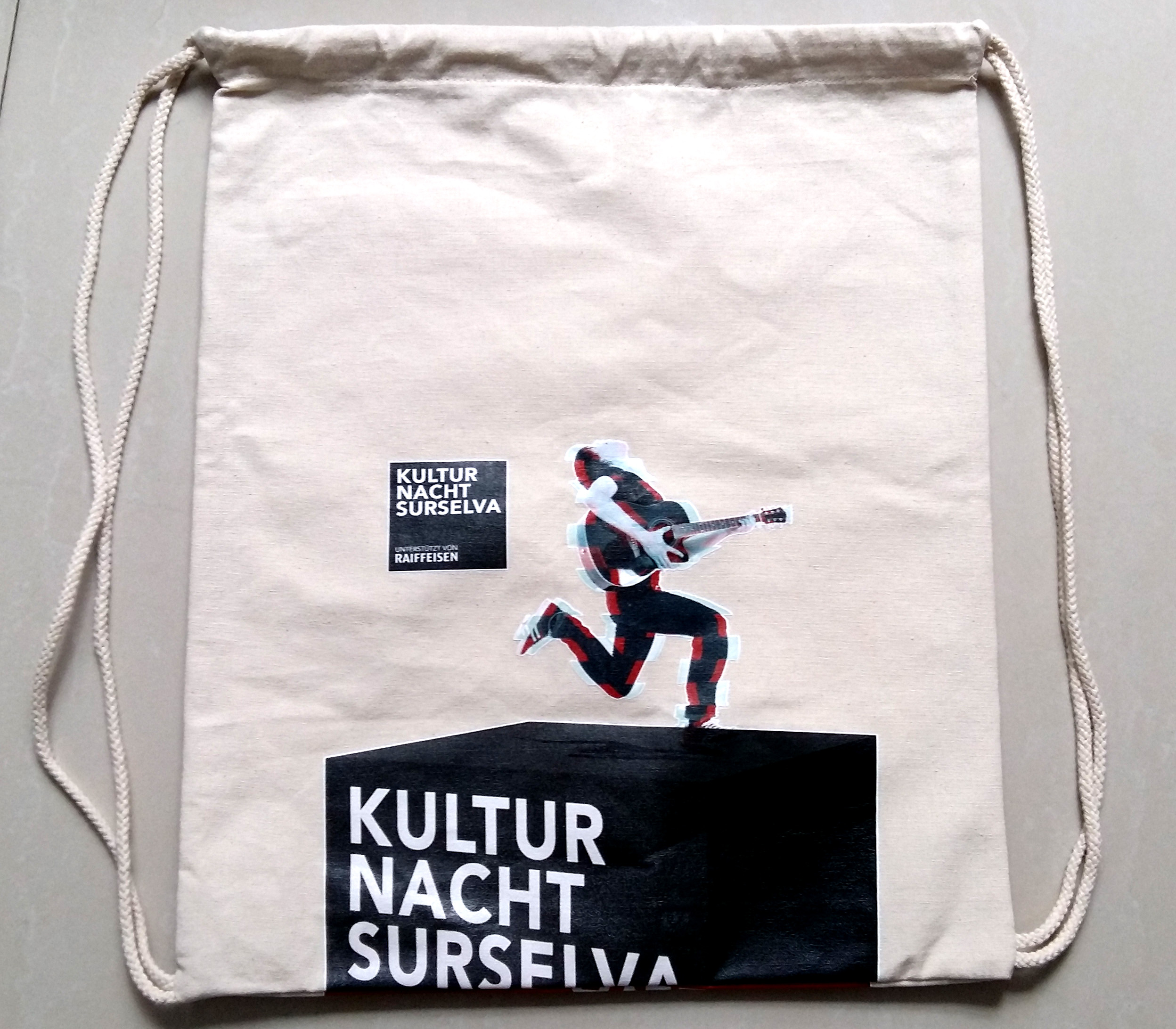 Canvas Drawstring Bag Heat Transfer Logo Printing for Full Color