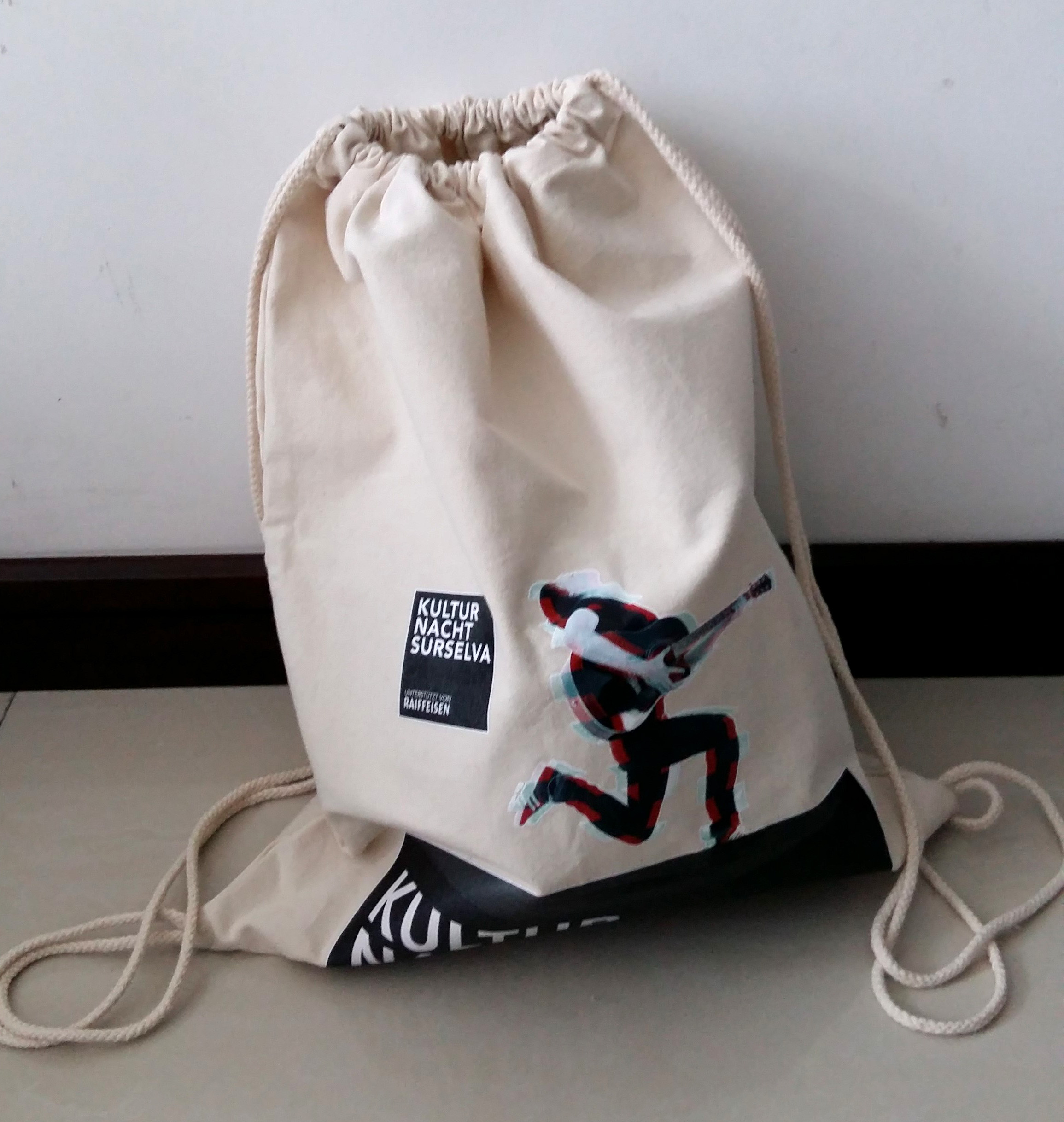 Canvas Drawstring Backpack 100% 8oz Natural Cotton With Full Color Logo