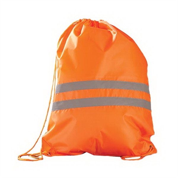 Reflective Drawstring Backpack 210D Polyester