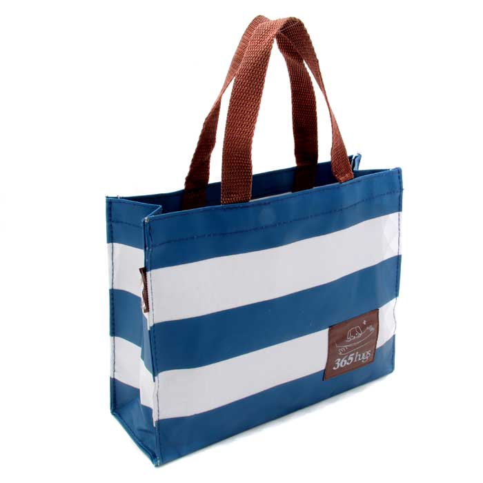 Blue and White Striped Tote Bag