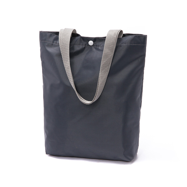 Black Polyester Tote Bag Plastic Button Closure 210D 