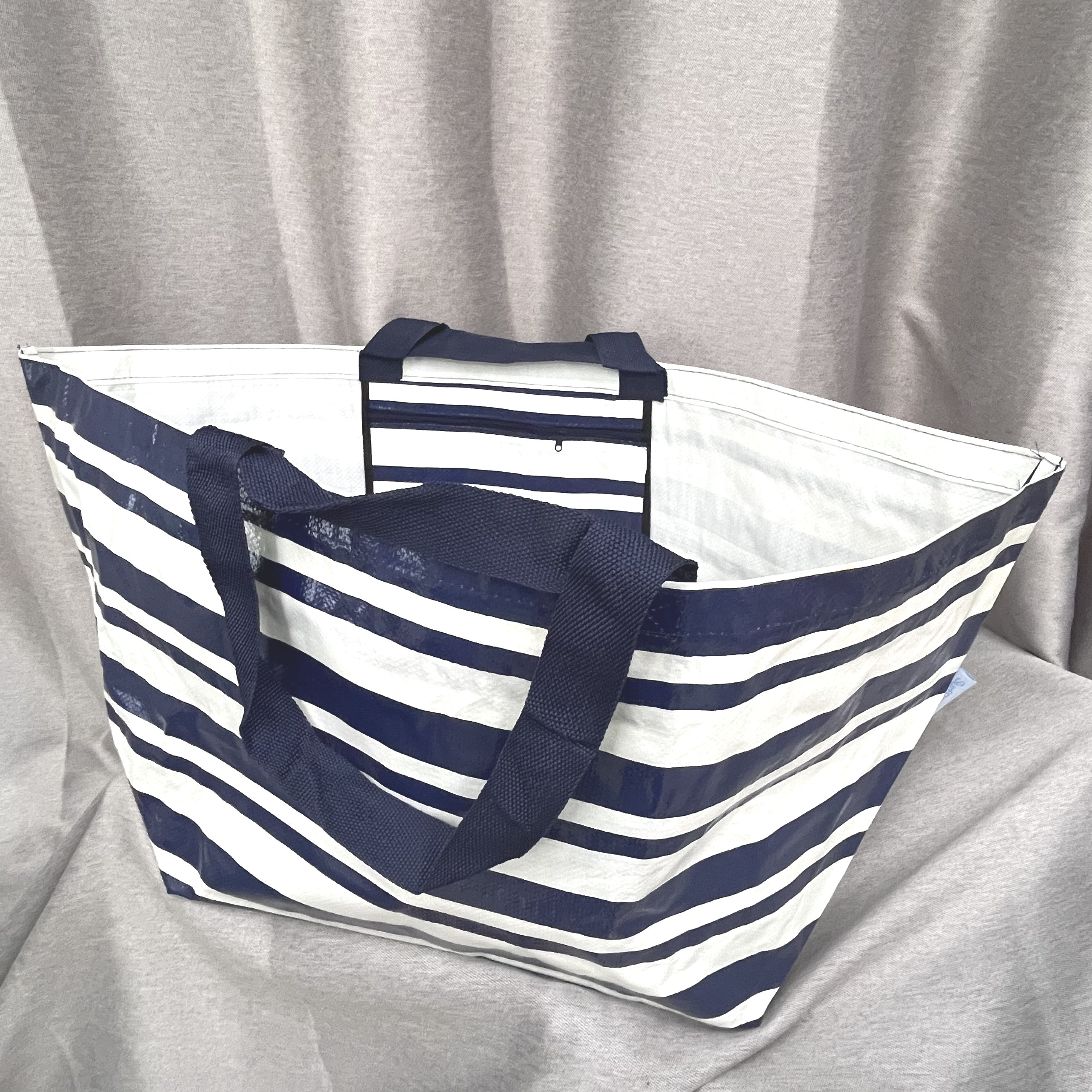 Ikea Style Shopping Bag Boat Shape Striped Tote Bag