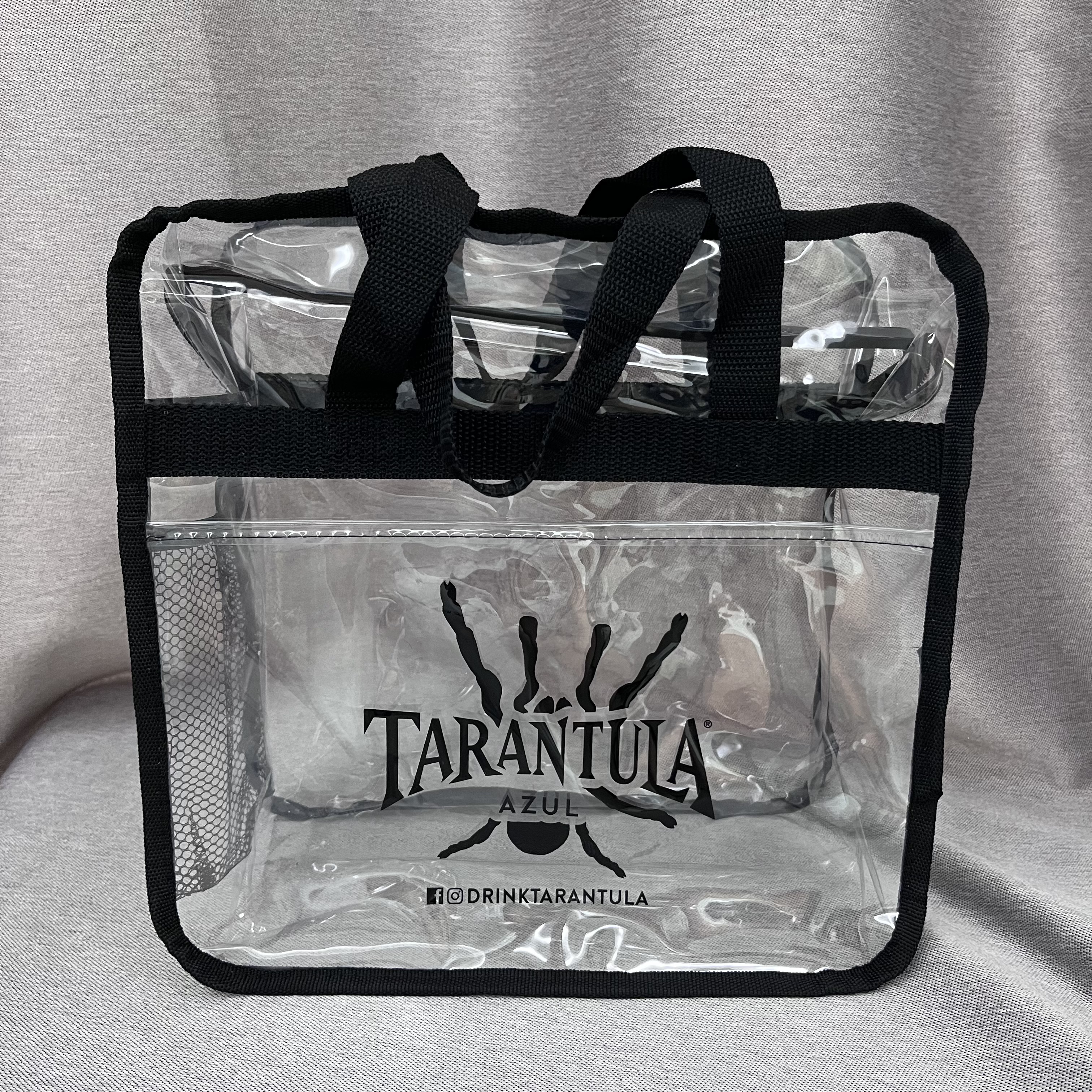 Tarantula Azul Clear Tote Bag 12x12x6inch Pocket In Front Net Side Pocket