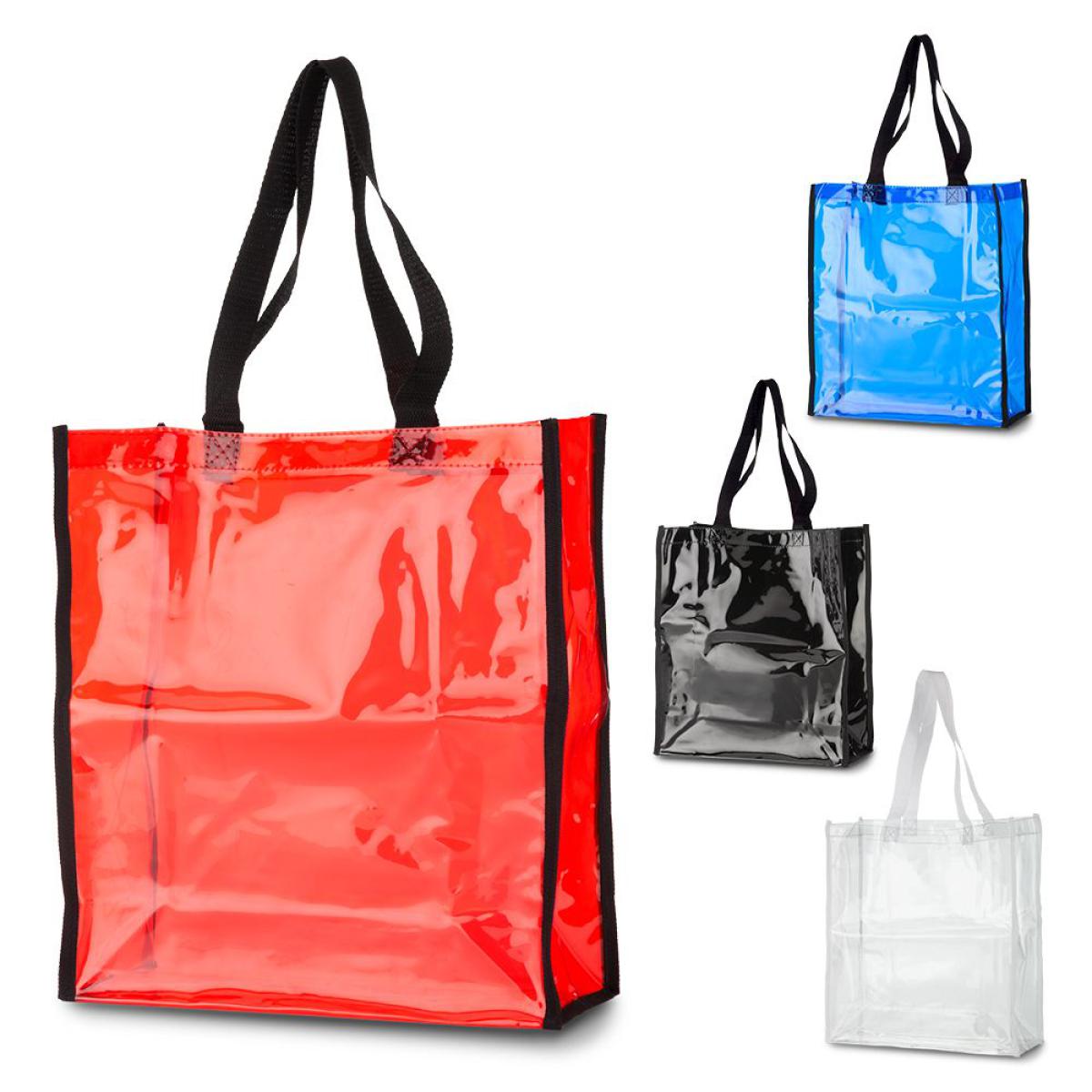 Transparent Tote Bags Color Clear PVC 0.30mm 15x12x6inch  Webbing Edge and Handle