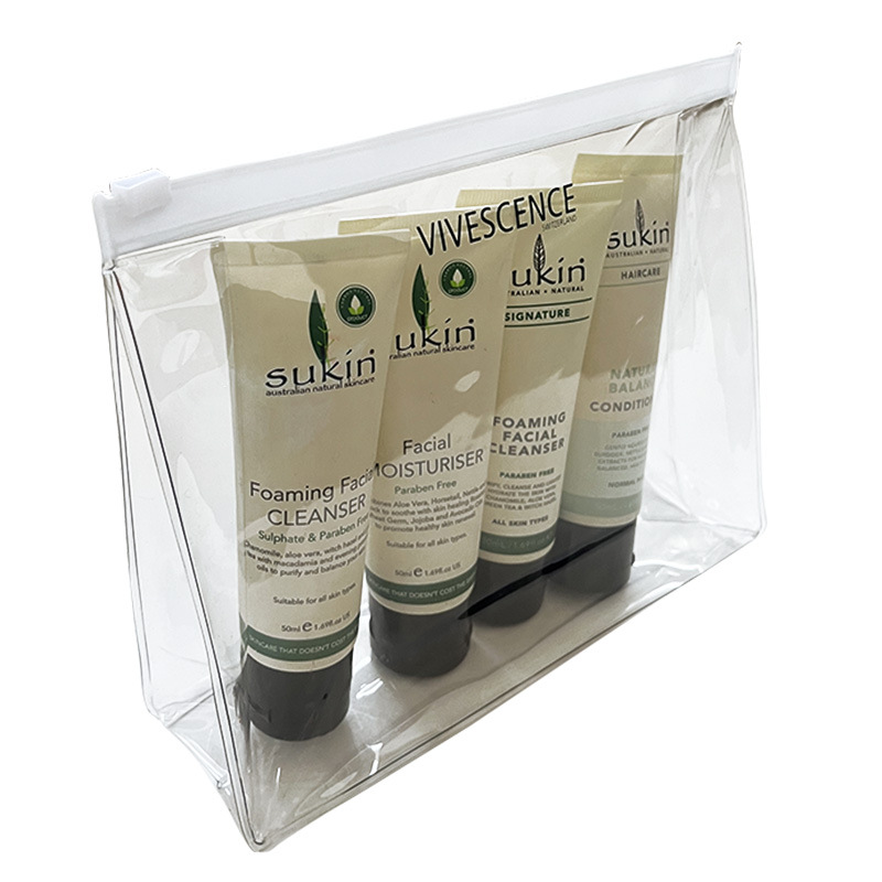 Cheap Clear PVC Zip Lock Bag For Sukin Skincare Set