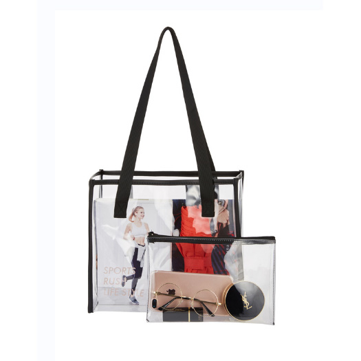 Clear Tote Bag With Zipper Pouch Bag Set 38x35x12cm 16x22cm