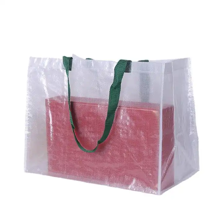 Transparent Tote Bag Clear PP Woven Bag with Waterproof Lamination