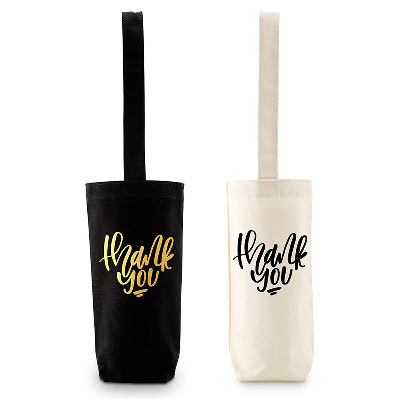 Thank You Wine Tote Bags Cotton Wine Bag Single 1 Bottle
