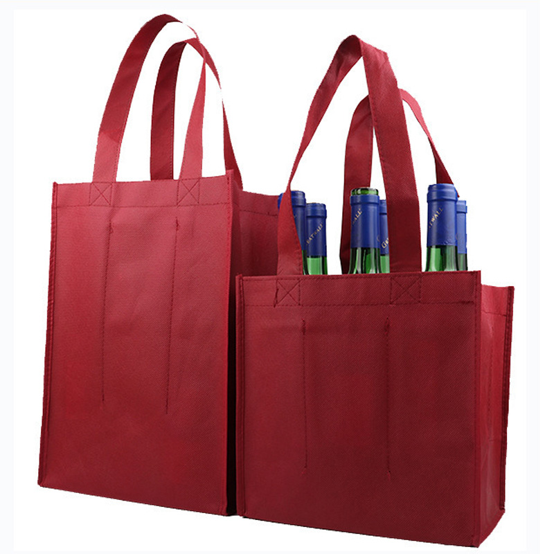 Reusable Wine Tote Bags 6 Bottles Non Woven Wine Bag