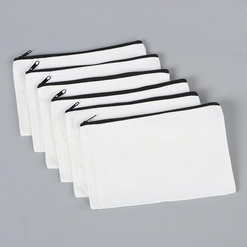 Set of 6 White Zipper Pouches