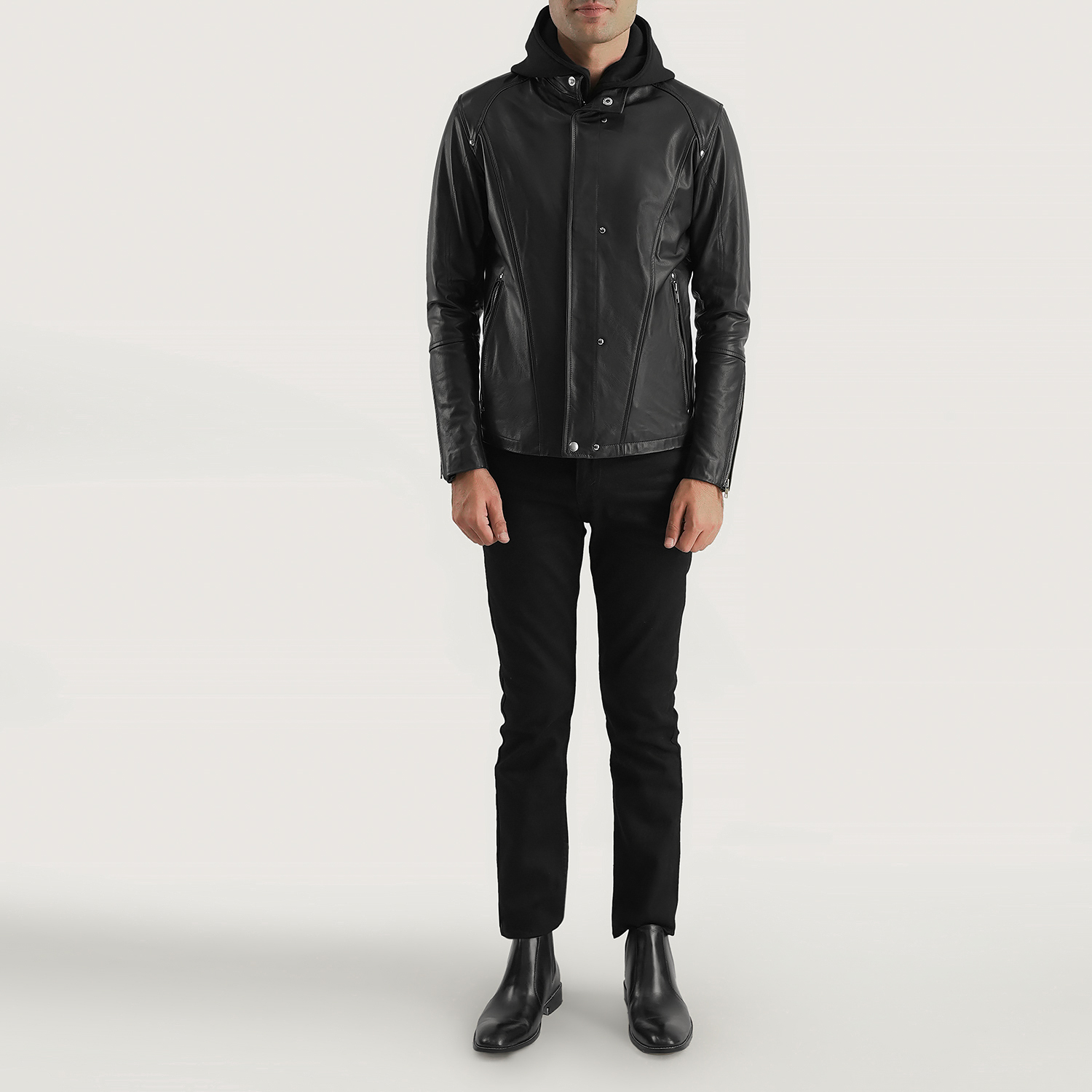 Highschool Black Hooded Leather Jacket
