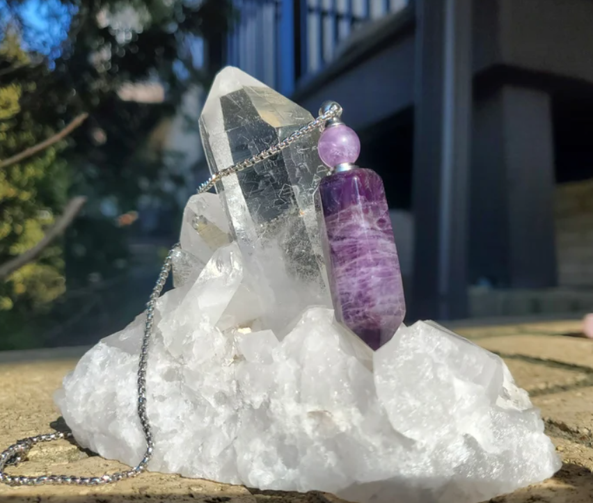 Amethyst Perfume Vial Necklace