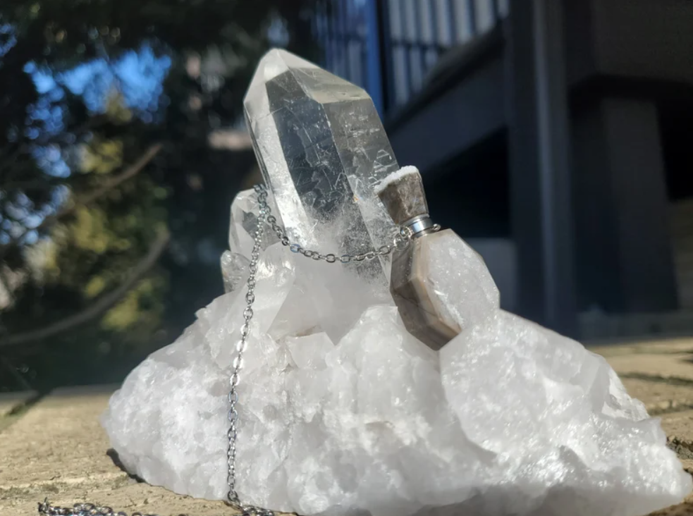 Druzy Geode Perfume Vial Necklace