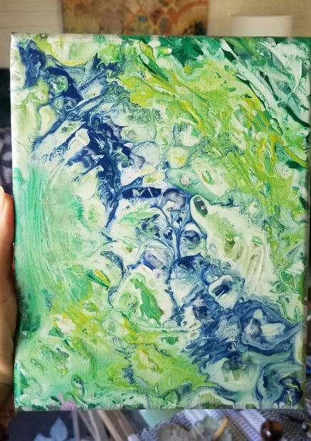 Aqua Drip Channeled Art Painting