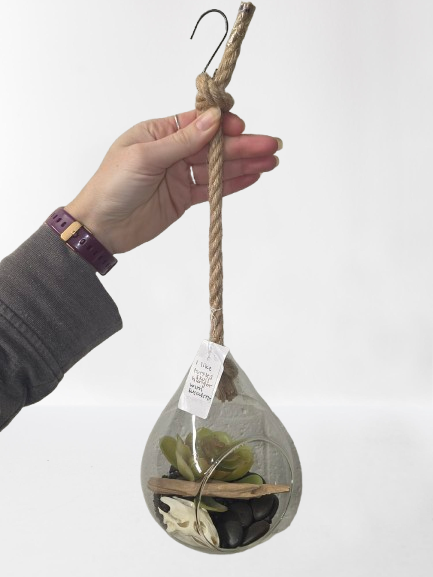 “I Like Turtles” Hanging Glass Terrarium