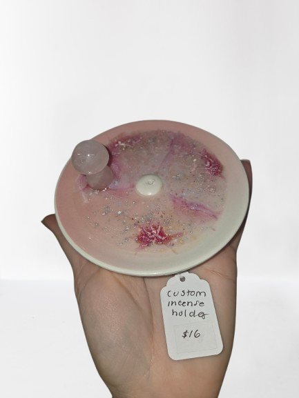 Incense Holder with Rose Quarts Mushroom
