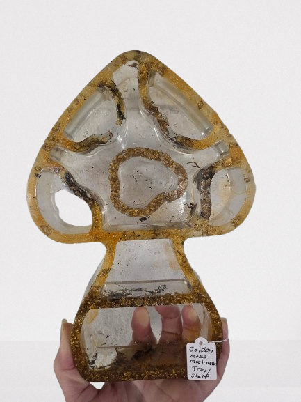 Golden Resin Mushroom Trinket Shelf
