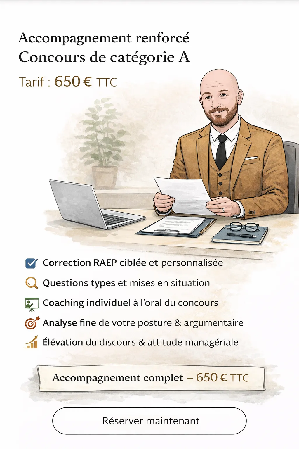 Accompagnement renforcé – Concours de catégorie A - RAEP + 3 séances de coaching oral de concours 