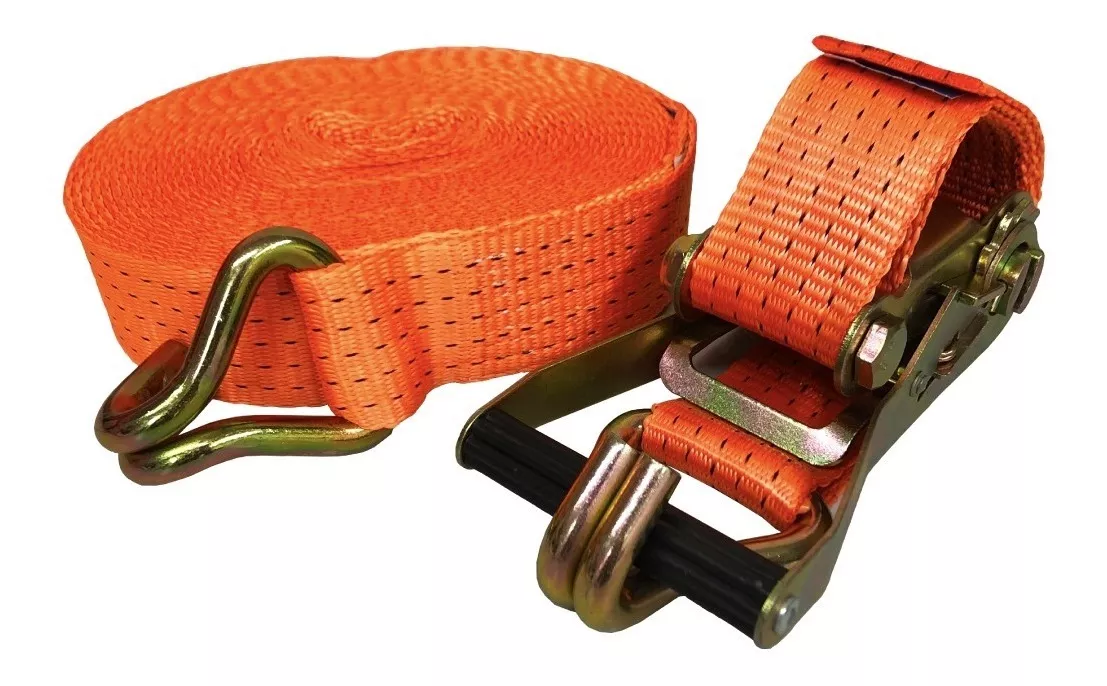 Correa con trinquete para carga de 5 toneladas, 50 mm de ancho, 9 metros de largo, para amarre de camión, color naranja