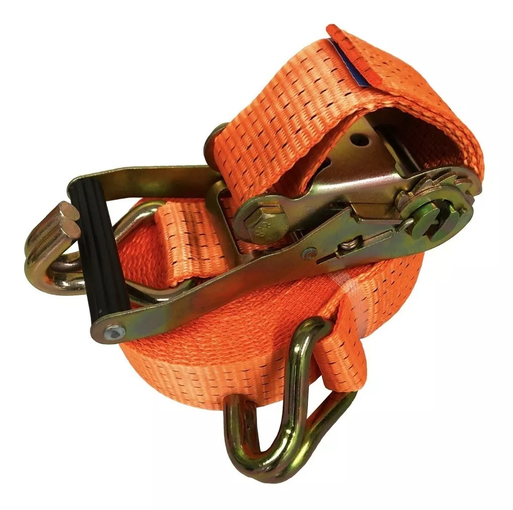 Correa con trinquete para carga de 5 toneladas, 50 mm de ancho, 9 metros de largo, para amarre de camión, color naranja