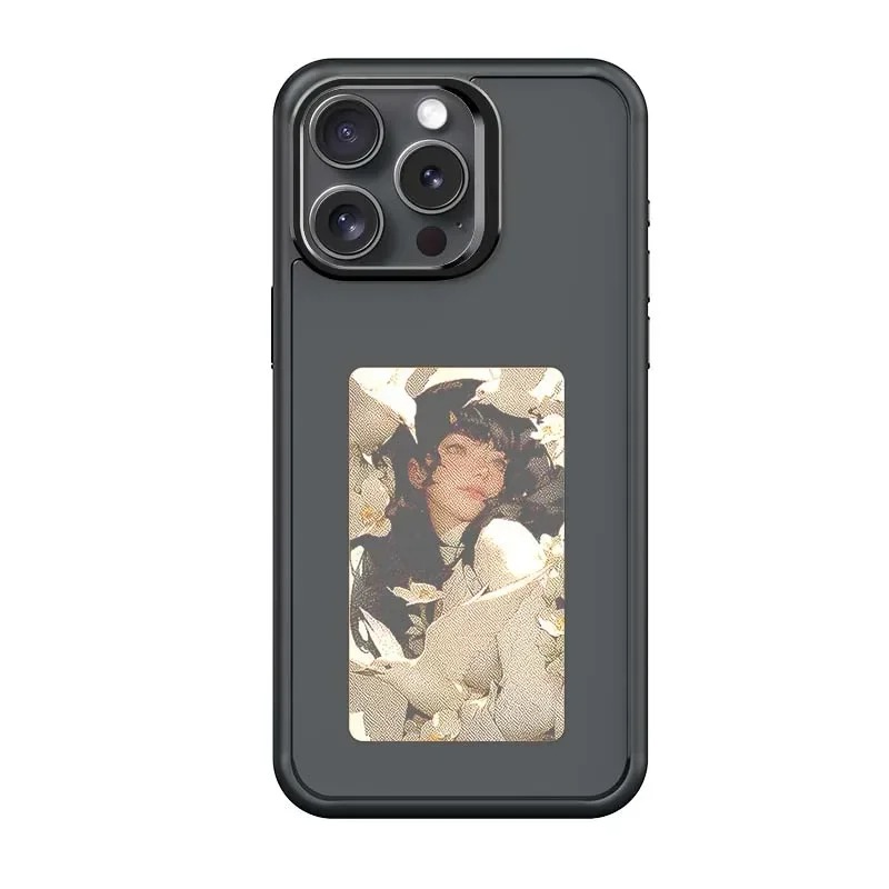 Smart phone NFC Screen Phone Case For iPhone 16 15 14 13 Pro Max 4-Color E-ink Phone Covers Anime Cartoon Grill Ceace For Funda