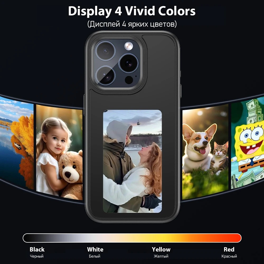 New-tech NFC Function Phone Case For iPhone 15 14 13 Pro Max DIY Cases E Ink Screen Phone Cover Wear-resisting Smart iPhone Case