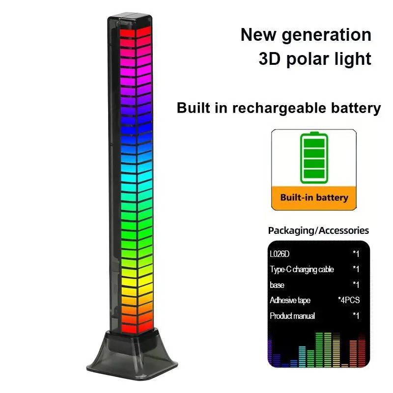 D Pickup Lights Sound Control Color Rhythm Ambient Lamp Rechargeable Pickup Rhythm Light Music Car Home Music USB Ambient Light