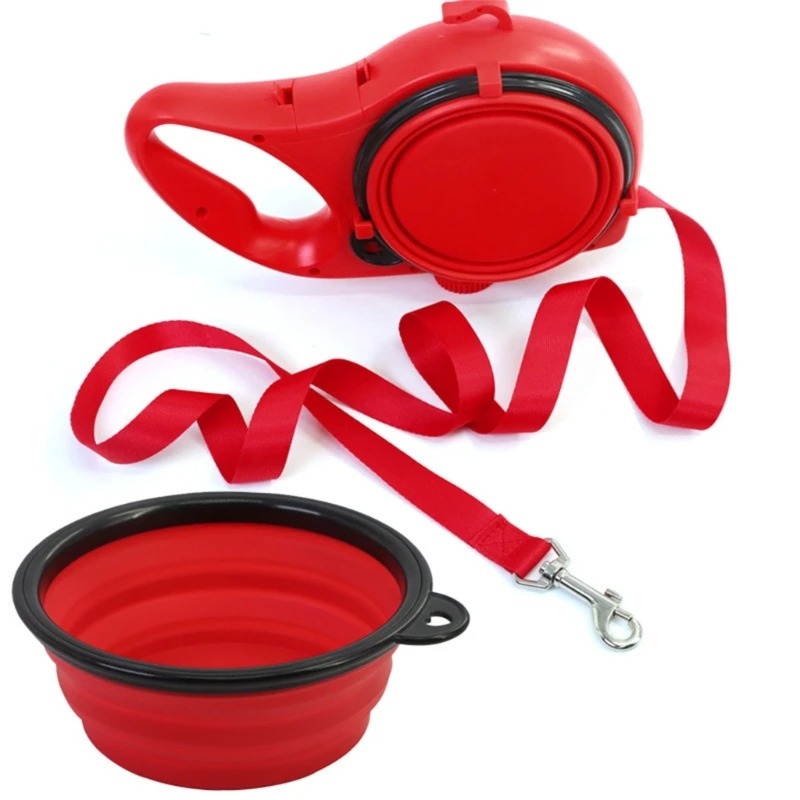 Dog Leash,Multifunction Pet Dog Leash ,Walking Leash with Anti Slip Handle,Built-in Water Bottle Bowl Waste Bag Dispenser for Pet Outdoor Activity